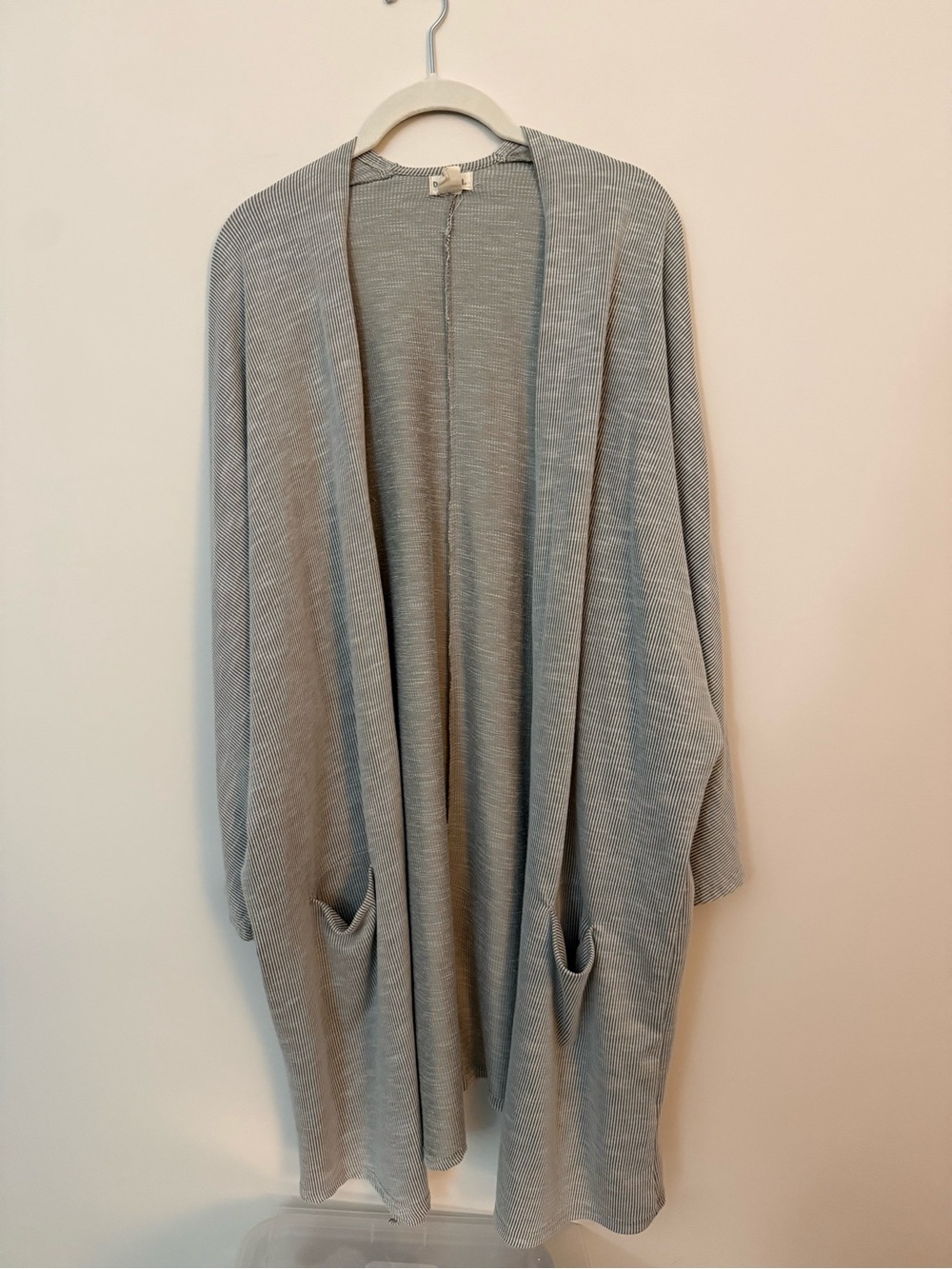 DONNI. Light Gray Open-Front Draped Cardigan